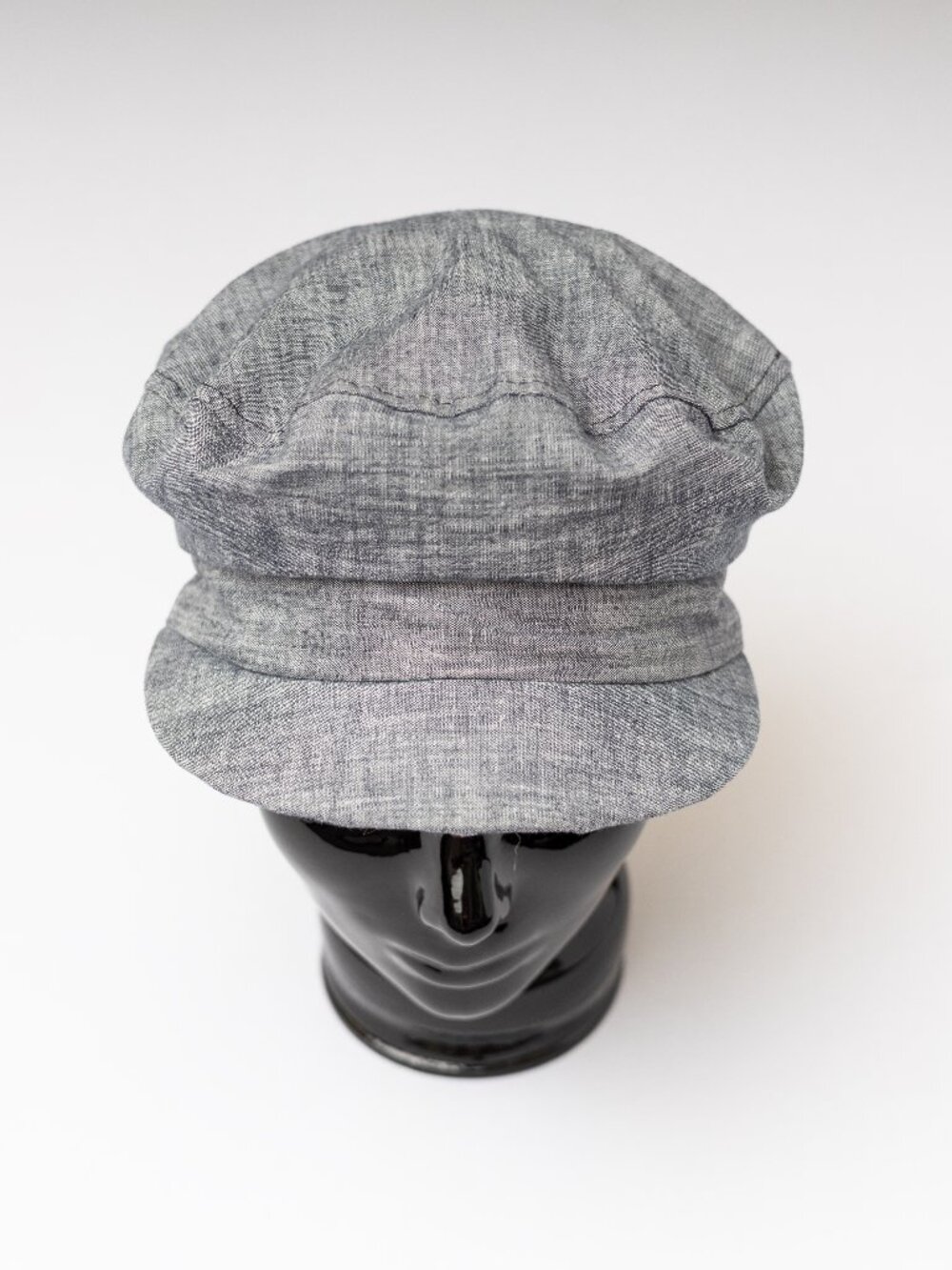 Women's Upcycled Handmade Black Chambray Army Cadet Military Hat